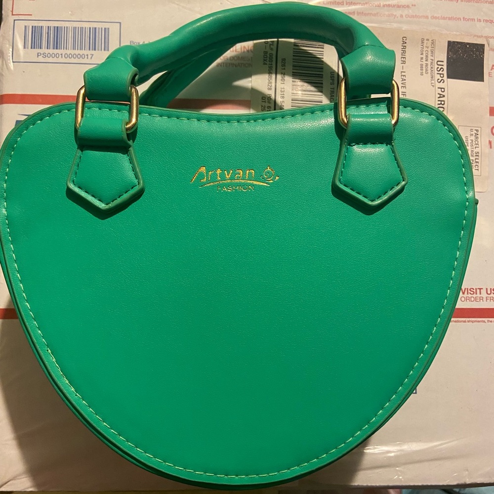 Green heart shaped bag